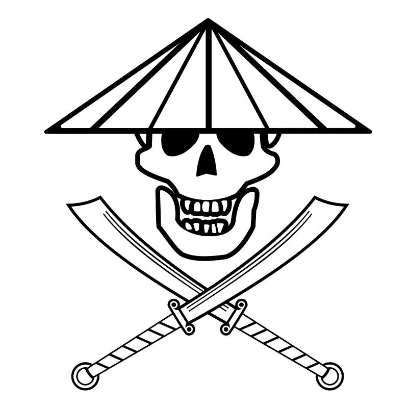 Asian Jolly Roger with conical hat