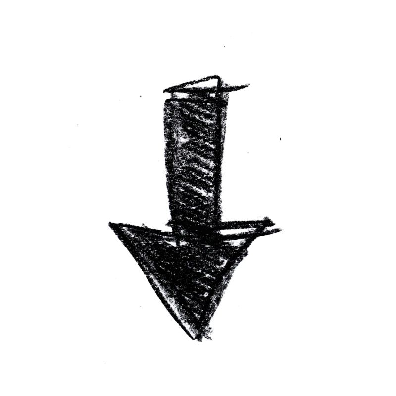 Flèche peint vers le bas idée de cadeau Scribble