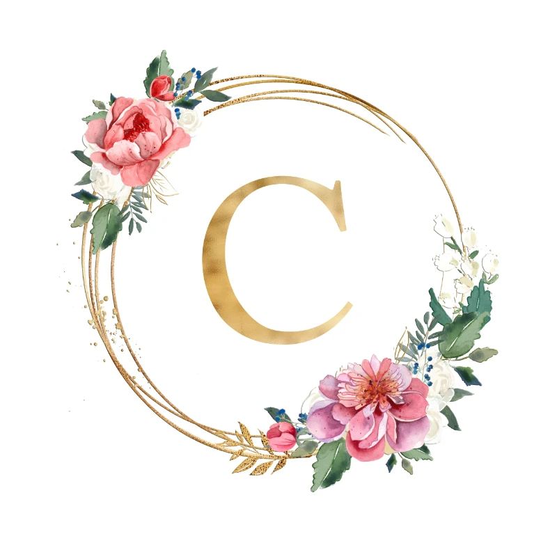 Customizable Monogram C Wreath Pink White