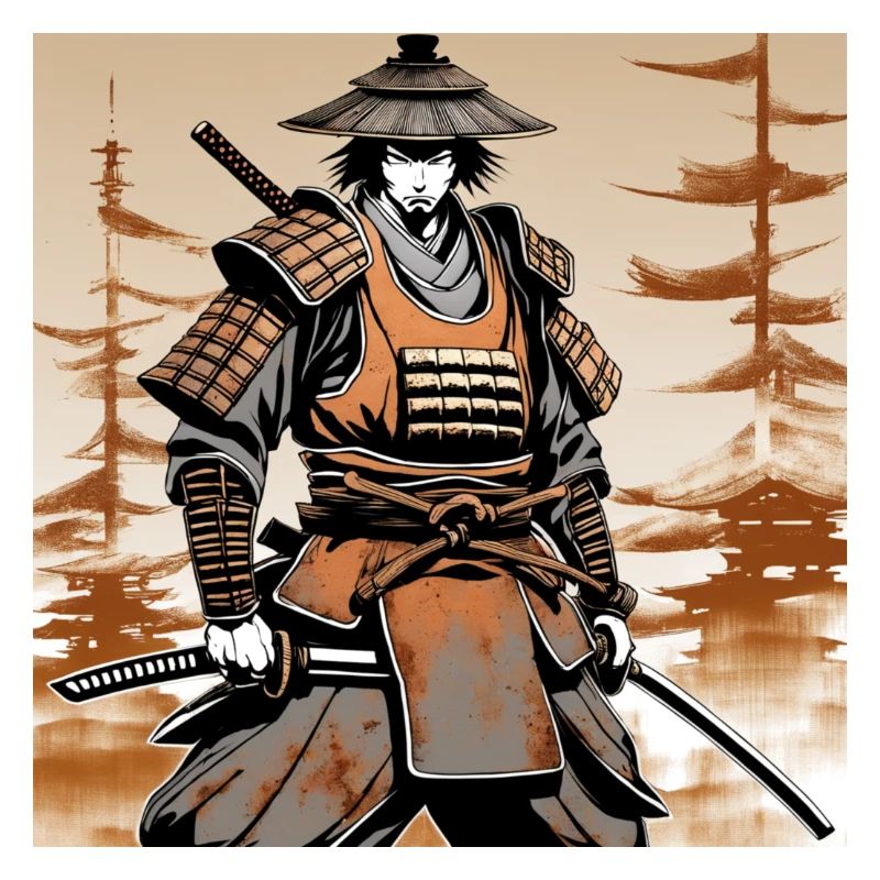 Samurai im Ocker-Rüstungsstil