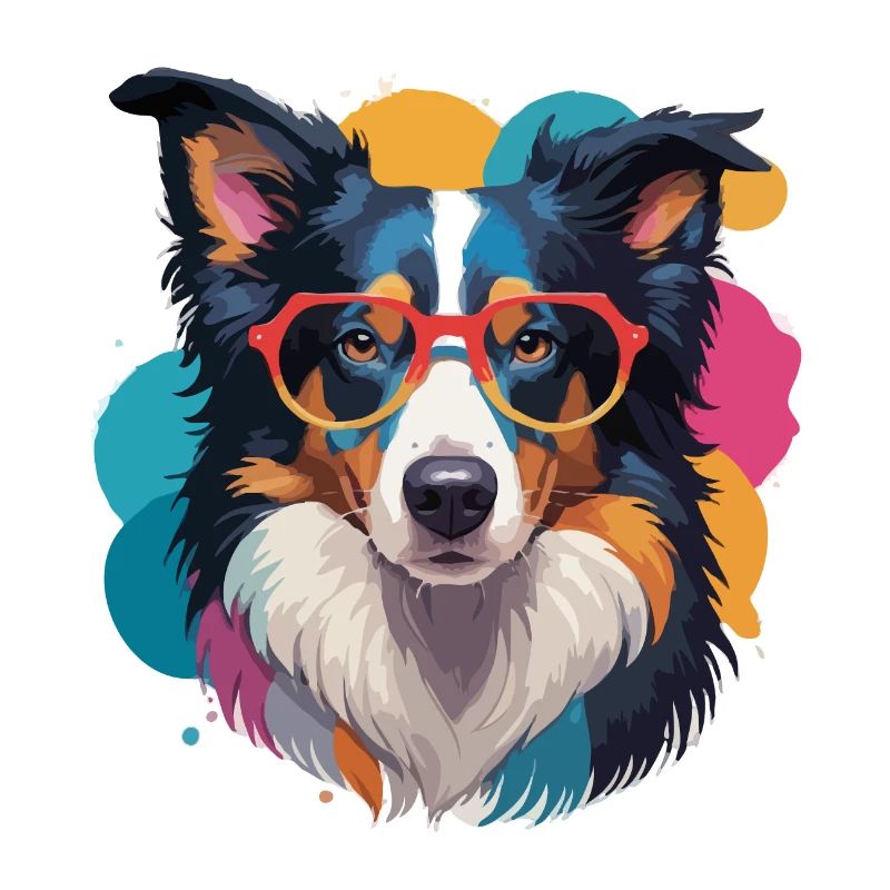Border Collie Hag mit Brille Bunt