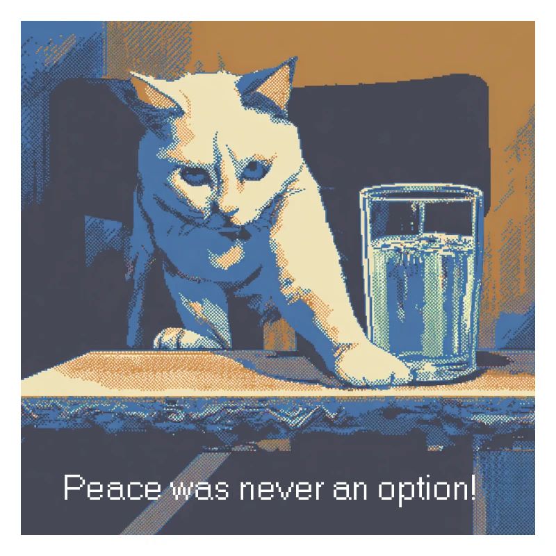Katzenmotiv mit Friedensbotschaft
