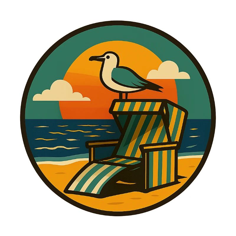 Strandkorb Design mit Möwe