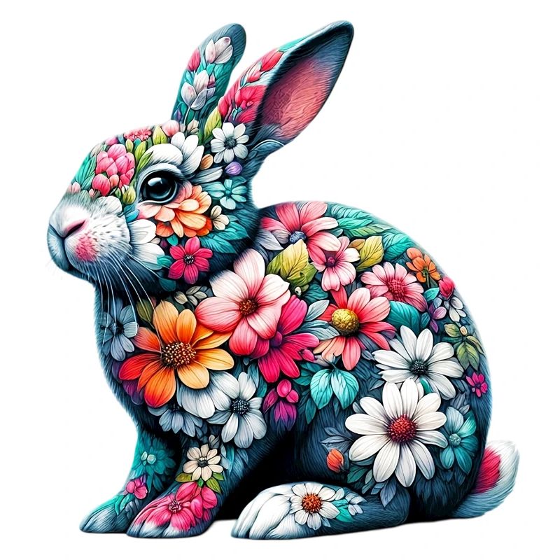 Rabbit decorated with flowers