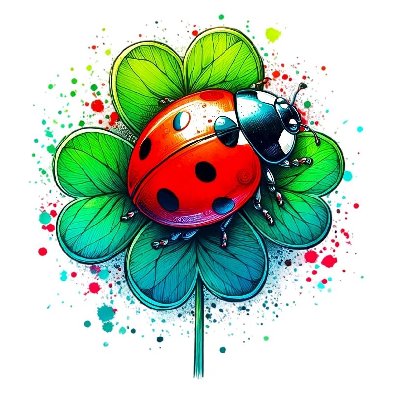 Ladybug on a four-leaf clover