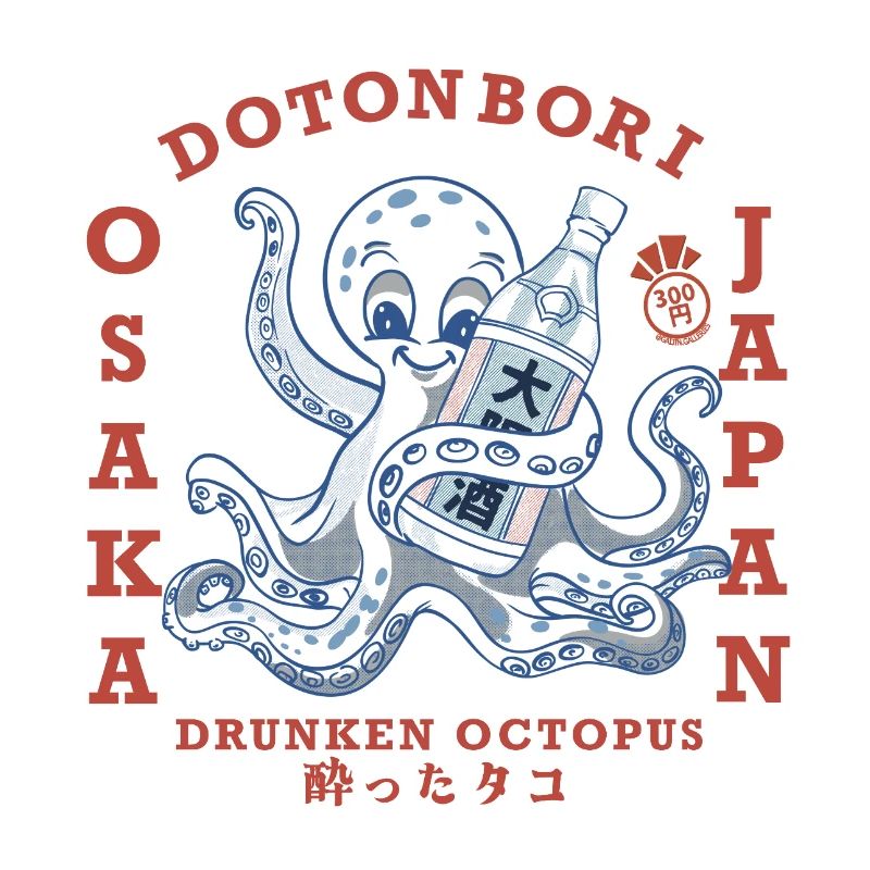 Drunken Oktopus mit Flasche