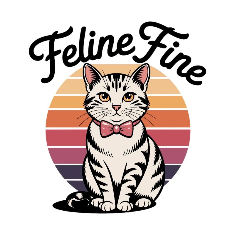 Feline Fine – Chat Sunset Rétro
