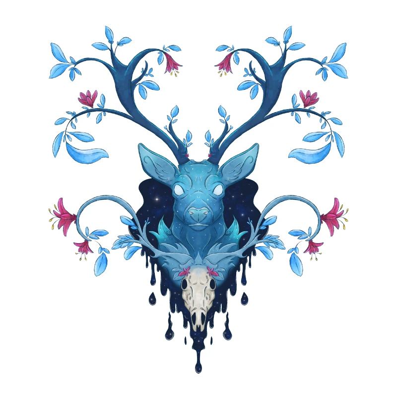 Blue Ink Spirits - Nachthirsch mit blühenden Wäldern