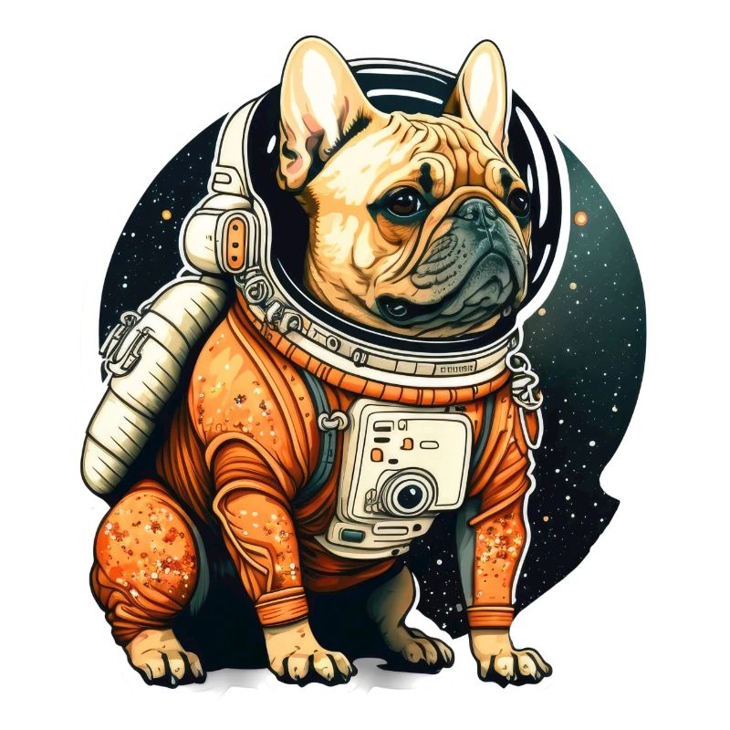Français bouledogue dans l’espace, drôles de chiens!