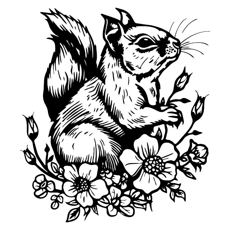 Eichhörnchen mit Blumen