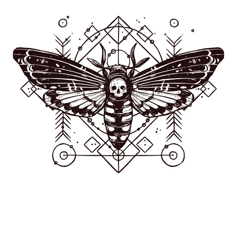 Moth Skull Schaedel Insect Tattoo Butterfly B