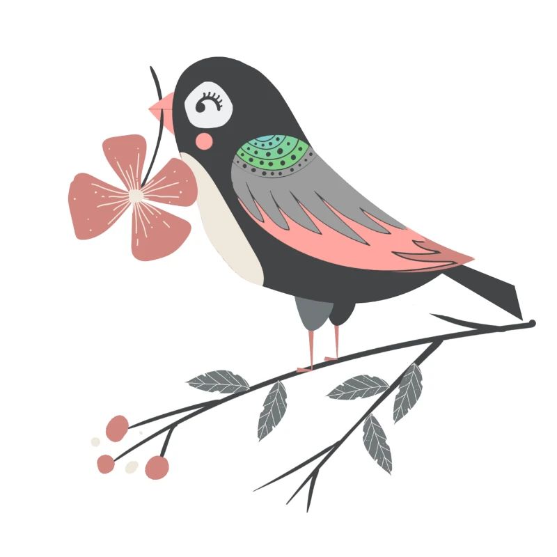 bird with four-leaf clover