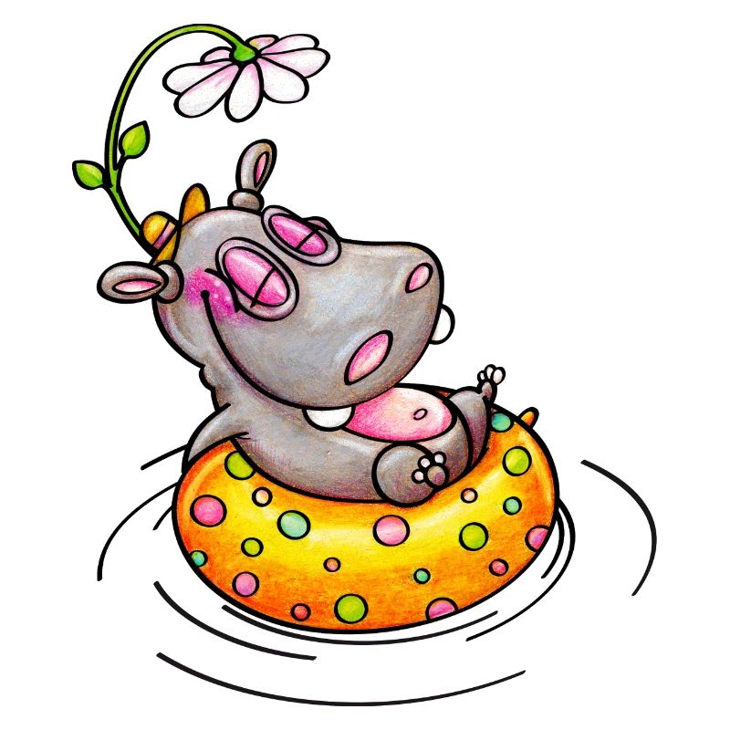 hippo with flower