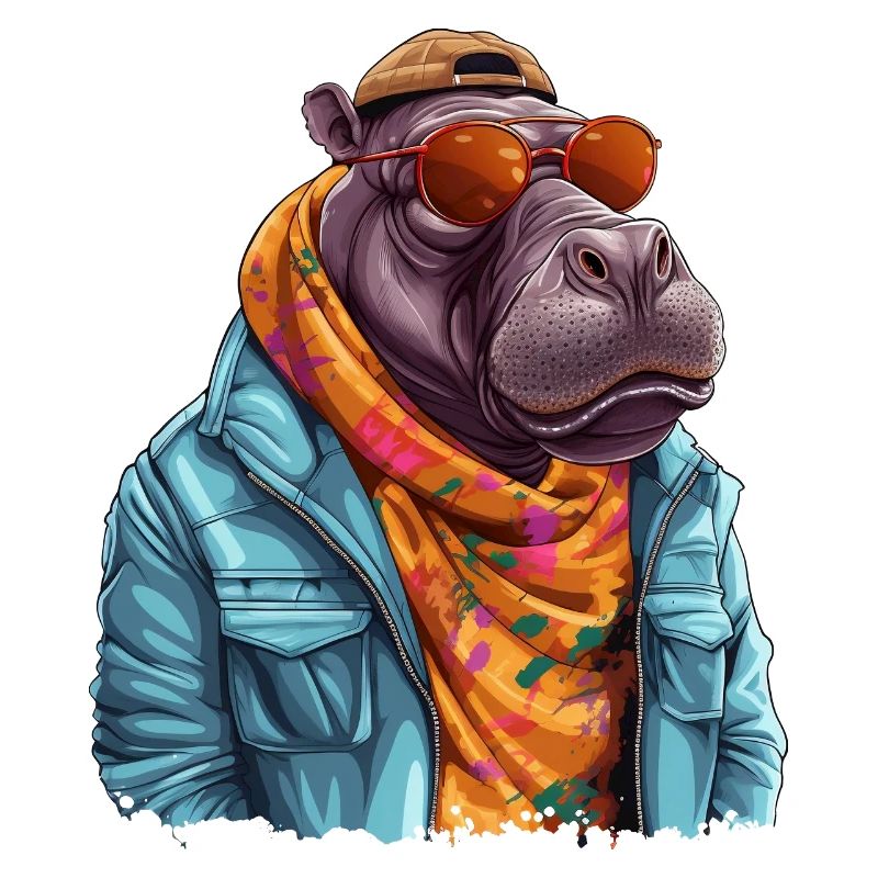 Graffiti d’hippopotame. Force et puissance cachées.