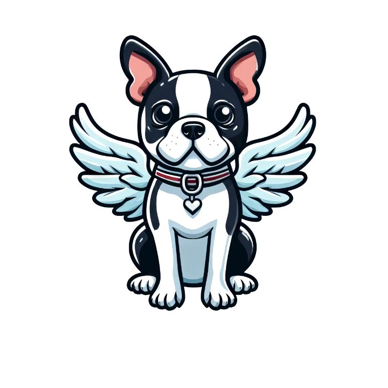 Cute Boston Terrier Angel in Comic Style