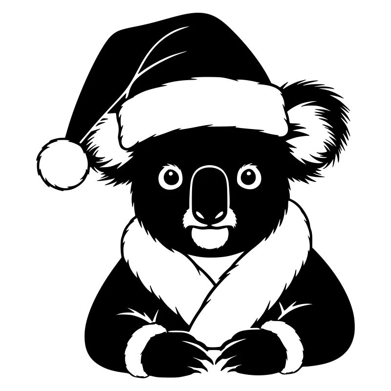 Weihnachts-Koala Comic – Schwarz Weiß