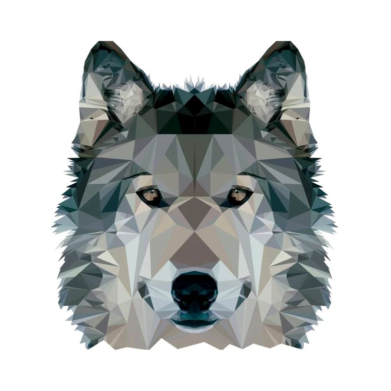 Wolf Face Low Poly Design, Wolf Face Clip art