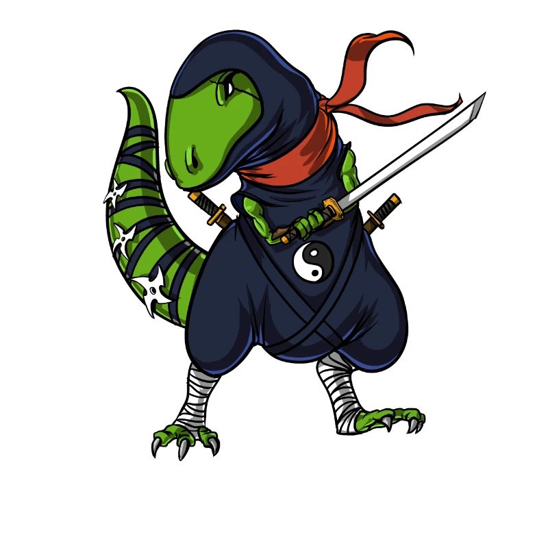 T-Rex Dinosaurier Ninja Krieger Samurai