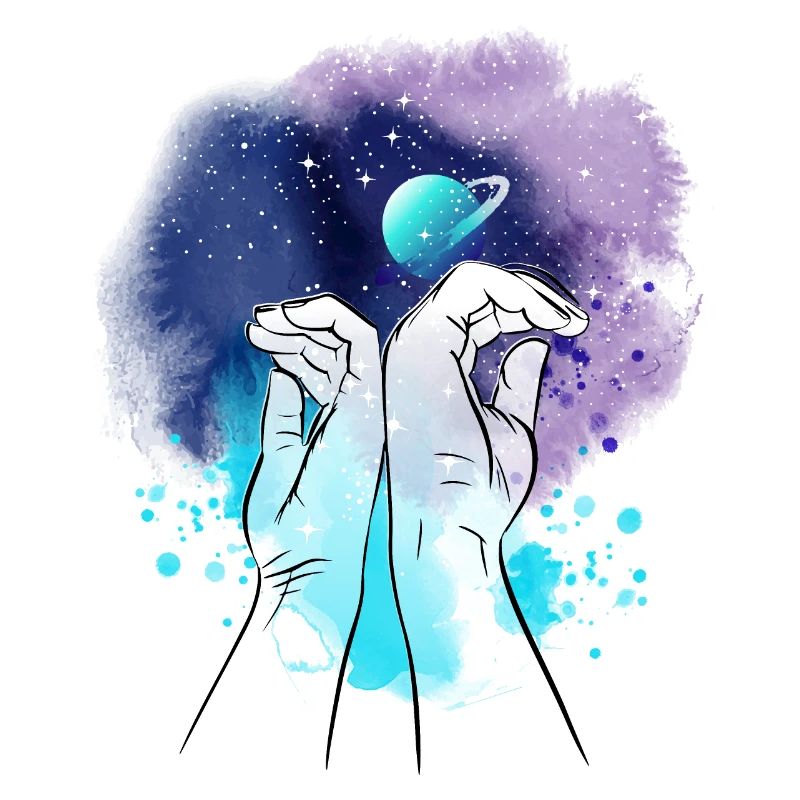 Galaxy hands illustration