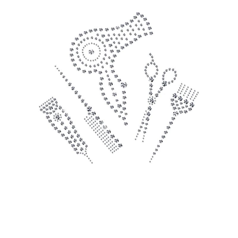Coiffeur coiffeur tablier strass peigne ciseaux H