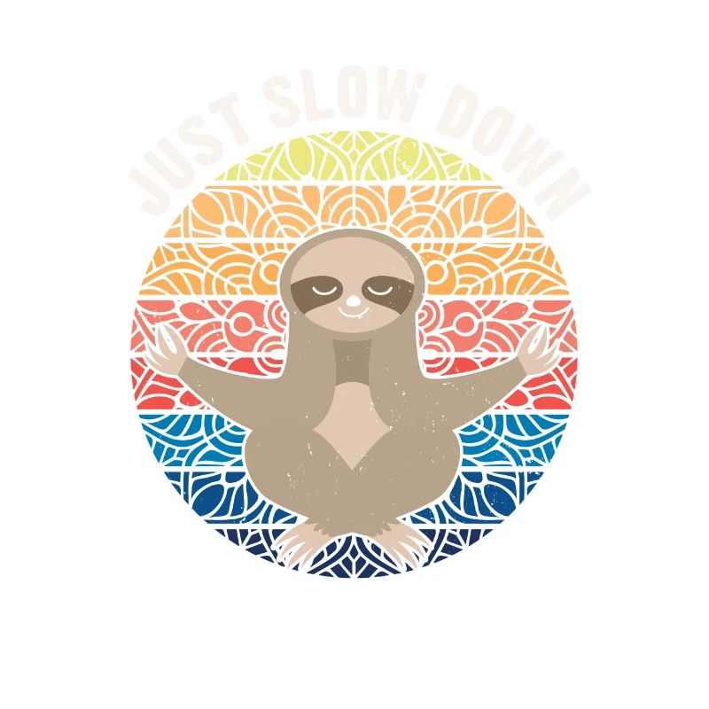 Slow Down Sloth Retro Sloth Meditation Sloth