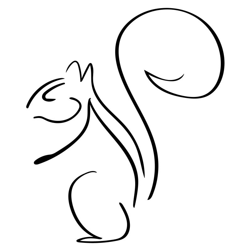 Squirrel Line Art - Minimalist