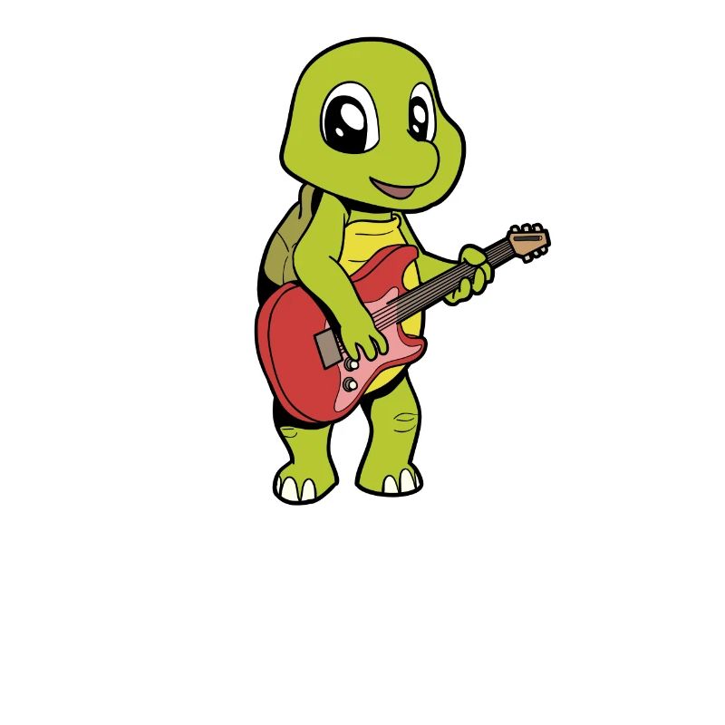 Comic Turtle joue de la guitare électrique