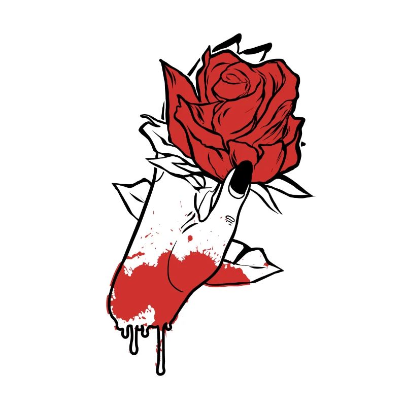 Aesthetic Dark Pattern Hand Bleeding Holding Rose