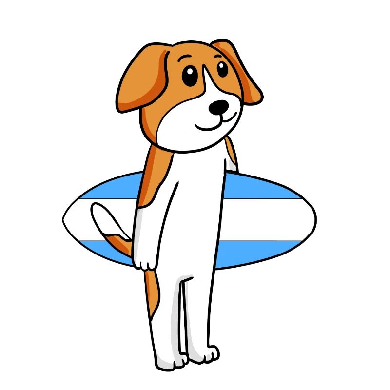 Surfboard Hund Beagle Surfen Geschenk