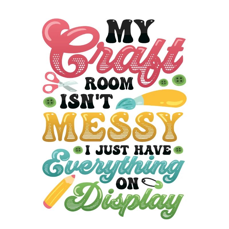 Messy craft room Everything on the display