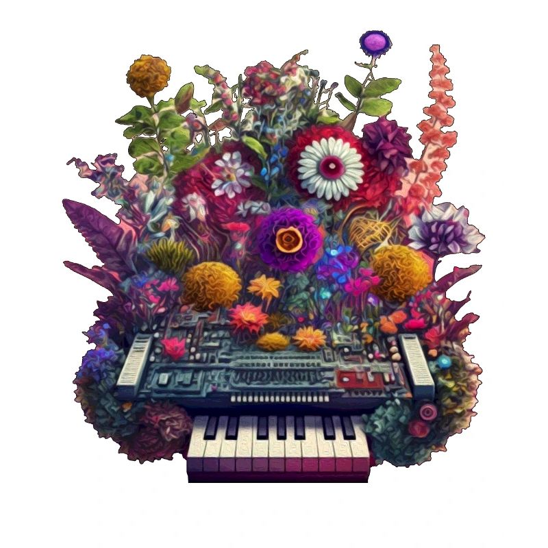 Synthétiseur floral Illustration complexe de fleur DJ