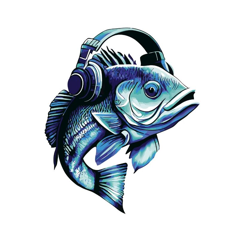 Fisch mit Kopfhörern