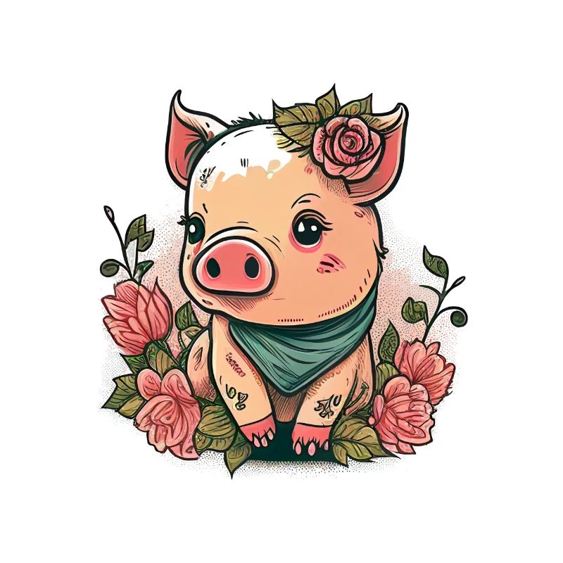 Ferkel mit Kopftuch