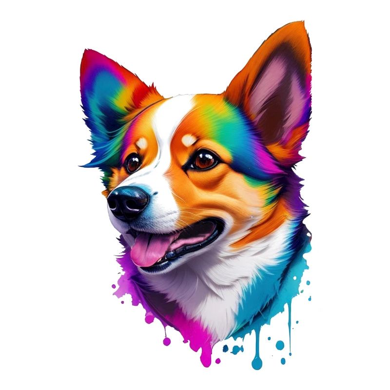 Corgi Farbenfroher Hund Regenbogen Hunderasse