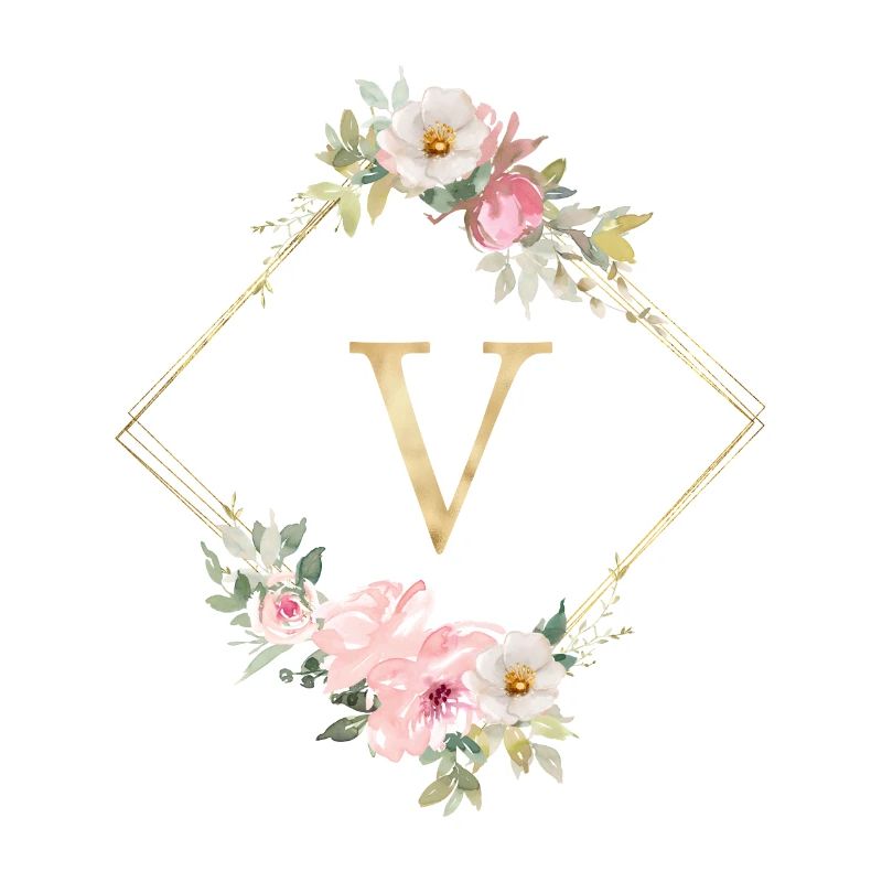 Customizable Monogram V Pastel Floral