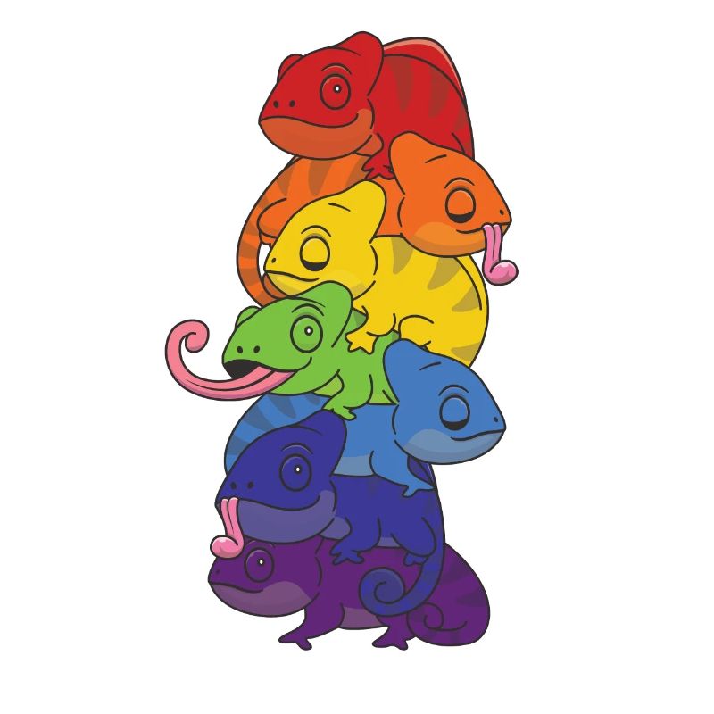Rainbow Flag Pride LGBTQ Cute Chameleon Stack