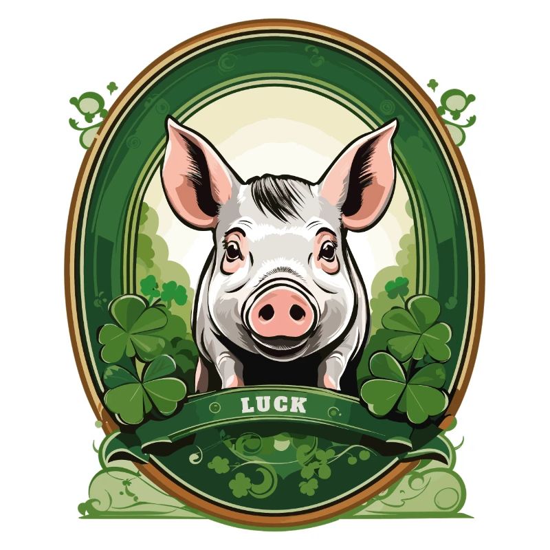 Cochon chanceux avec trèfles