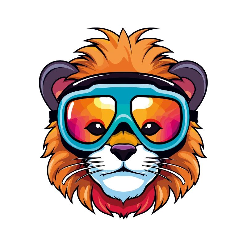 Ski Lion Snowboarder Comic