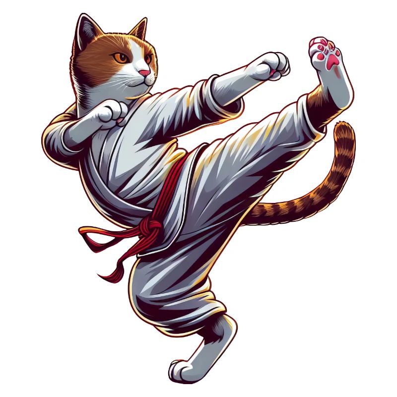 Coole Karate-Katze im Comic-Stil