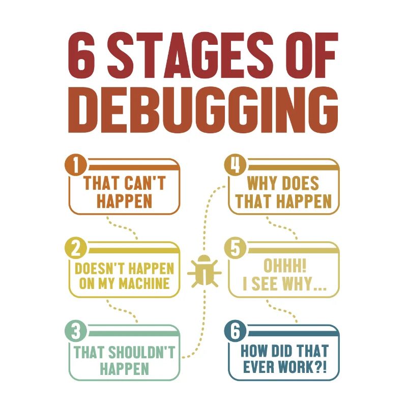 6 Stages of Debugging Softwareingenieur Coder