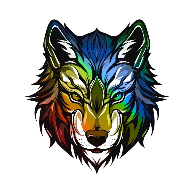 Wolf Kopf Bunt