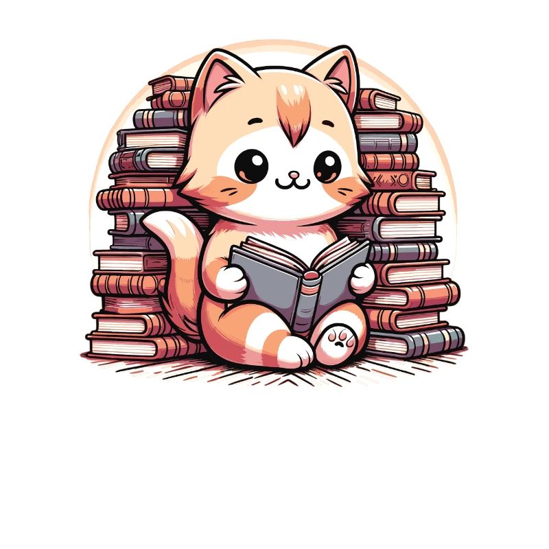 Chat de lecture mignon avec beaucoup de livres