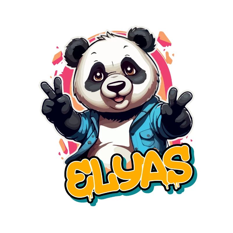 ELYAS - Handsome Boy Name with Cool Panda