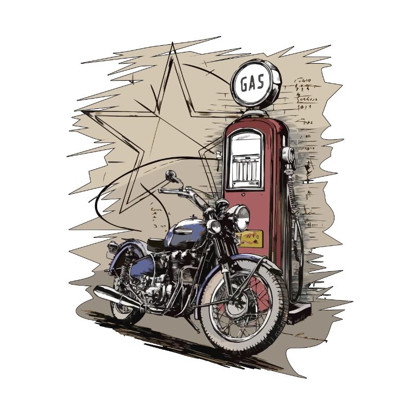 Retro Motorrad 50s mit Zapfsäule - Geschenk