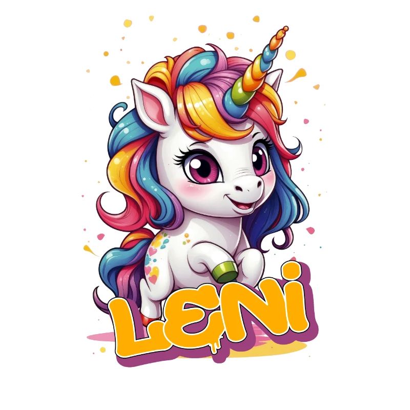 LENI - Schöner Mädchen Name mit süßem Einhorn