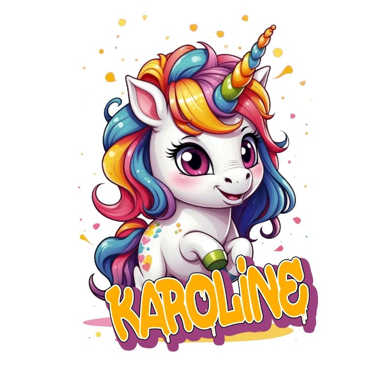 KAROLINE - Schöner Mädchen Name mit süßem Einhorn