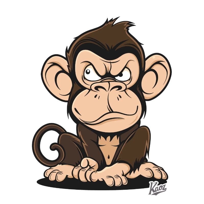 Singe de dessin animé effrayant intelligent
