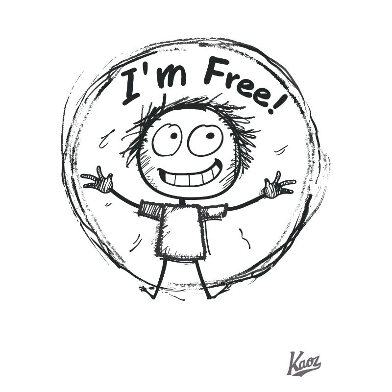 Strichmännchen-Figur: Ich bin frei!