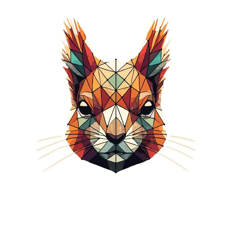 Geometric Art Red Squirrel Squirrels