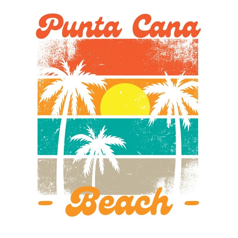 Retro sunset palm trees punta cana beach